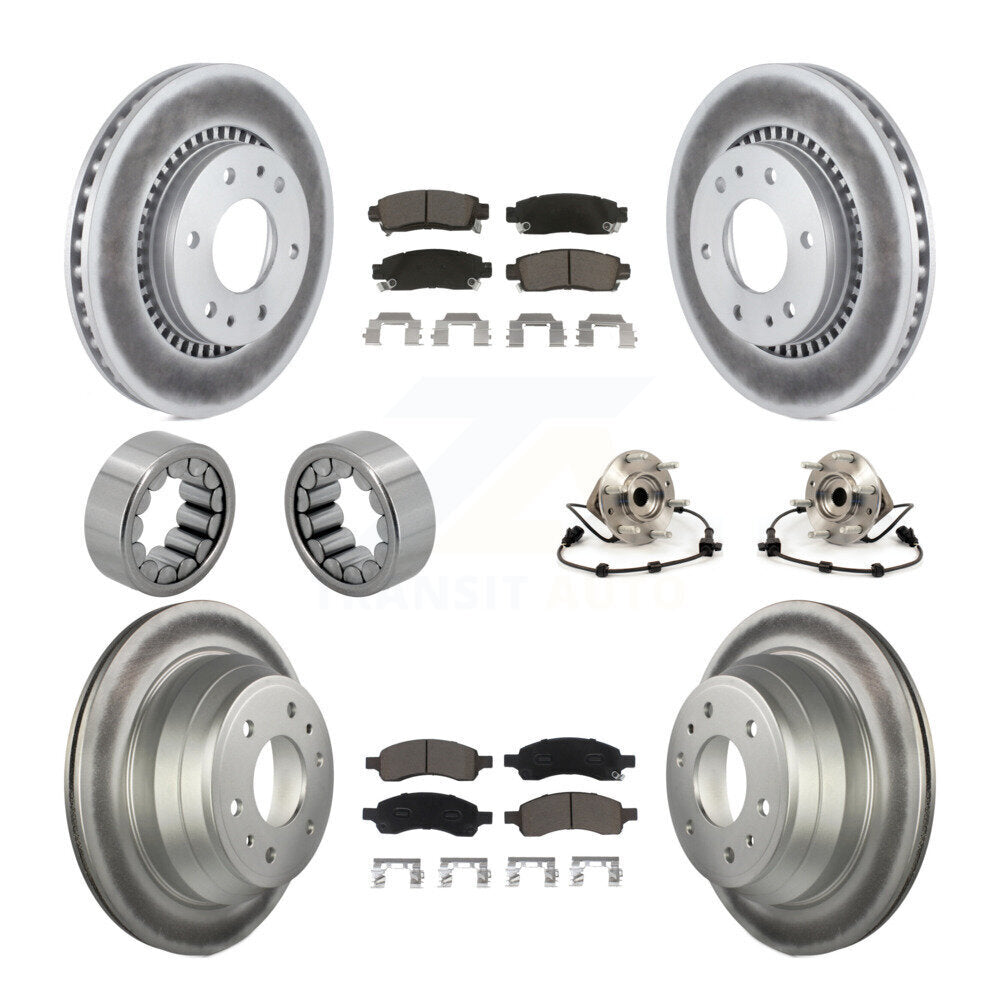 Hub Bearing Coated Brake Rotor Pads Shoe Front Rear Kit (10Pc) For Chevrolet GMC
