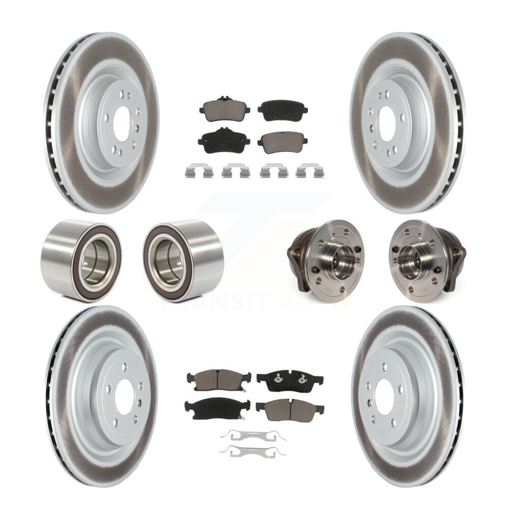 Hub Bearing Coated Brake Rotor Pads Shoe Front Rear Kit (10Pc) For Mercedes-Benz