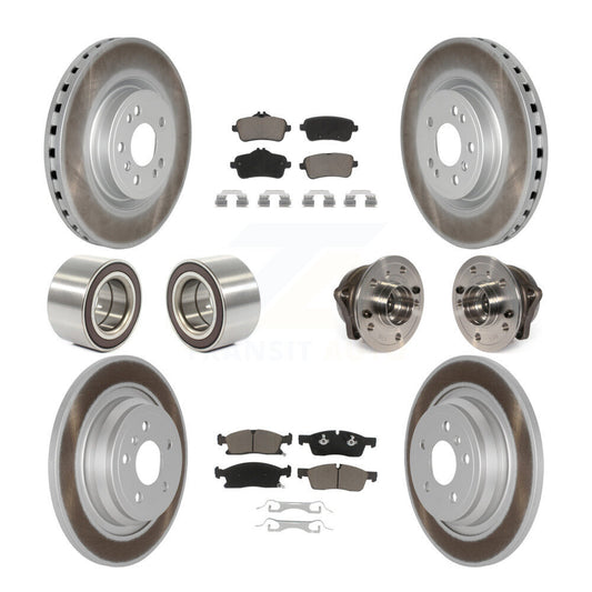 Hub Bearing Coated Brake Rotor Pads Shoe Front Rear Kit (10Pc) For Mercedes-Benz