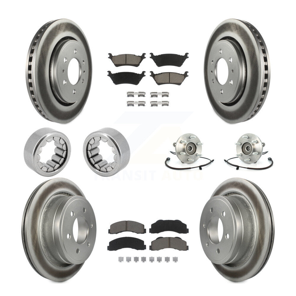 Hub Bearing Coated Brake Rotor Pad Shoe Front Rear Kit (10Pc) For Ford F-150 4WD
