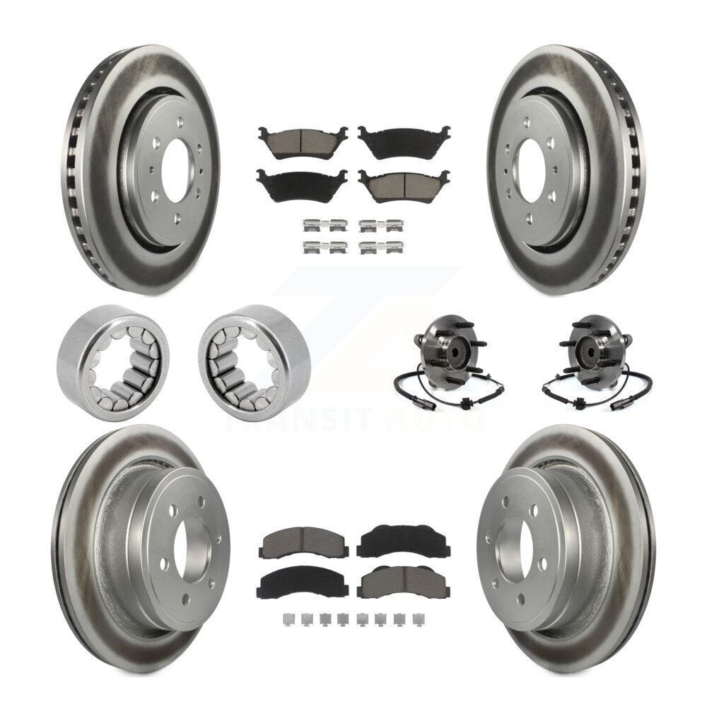 Hub Bearing Coated Brake Rotor Pad Shoe Front Rear Kit (10Pc) For Ford F-150 RWD