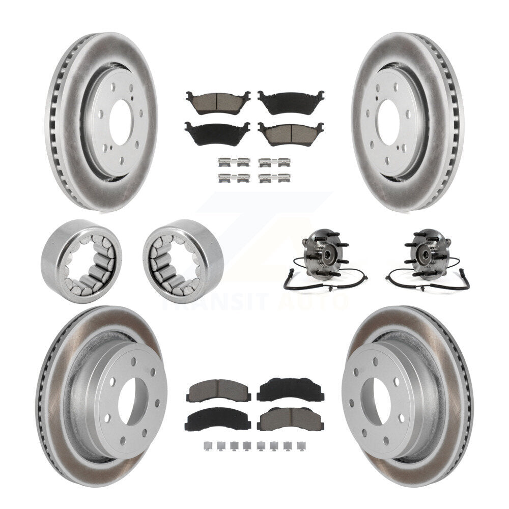 Hub Bearing Coated Brake Rotor Pad Shoe Front Rear Kit (10Pc) For Ford F-150 4WD