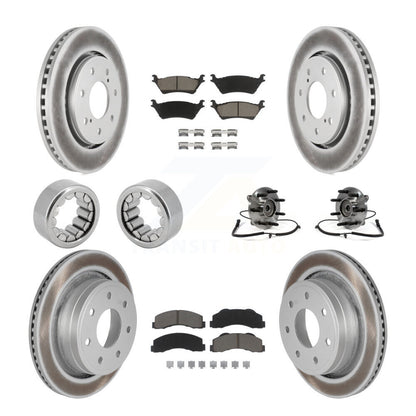 Hub Bearing Coated Brake Rotor Pad Shoe Front Rear Kit (10Pc) For Ford F-150 4WD