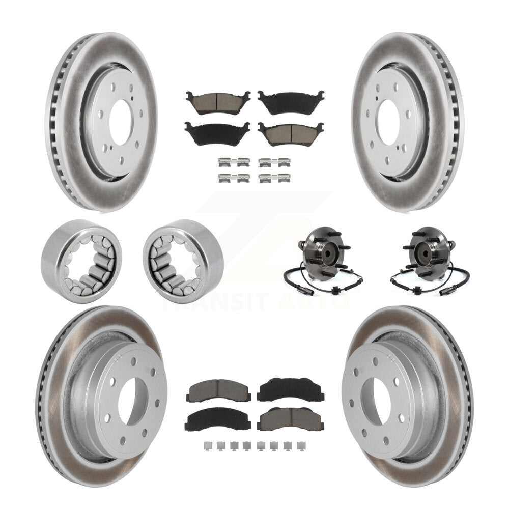 Hub Bearing Coated Brake Rotor Pad Shoe Front Rear Kit (10Pc) For Ford F-150 RWD