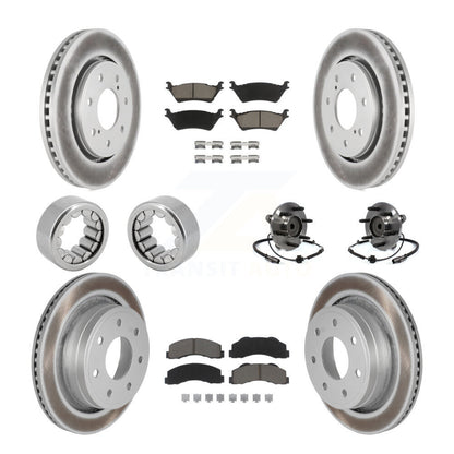 Hub Bearing Coated Brake Rotor Pad Shoe Front Rear Kit (10Pc) For Ford F-150 RWD