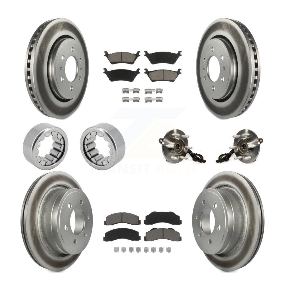 Hub Bearing Coated Brake Rotor And Pad Shoe Front Rear Kit (10Pc) For Ford F-150