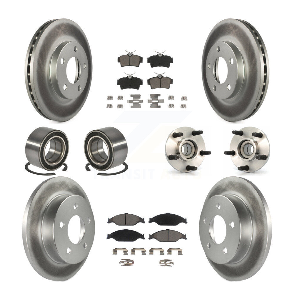 Hub Bearing Coated Brake Rotor & Pad Shoe Front Rear Kit (10Pc) For Ford Mustang