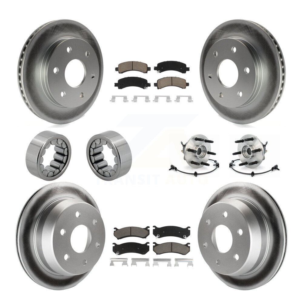 Hub Bearings Coated Disc Brake Rotors And Ceramic Pads Shoes Front Rear Kit For