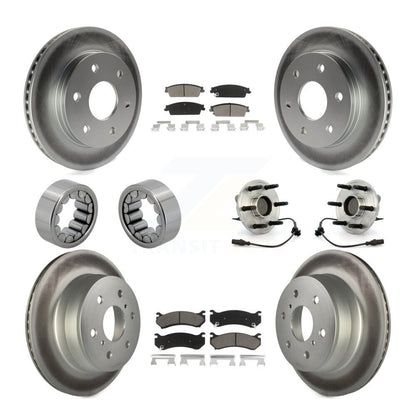 Hub Bearings Coated Disc Brake Rotors And Ceramic Pads Shoes Front Rear Kit For