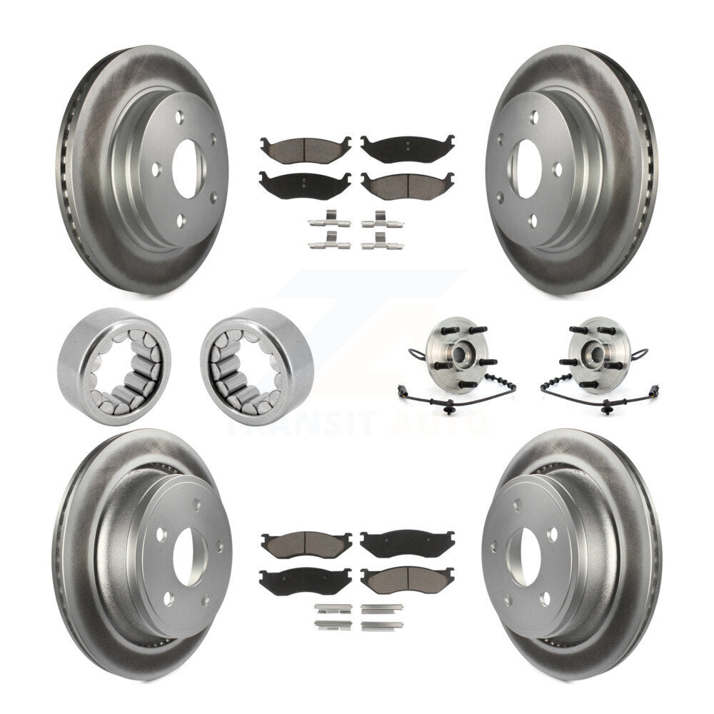 Hub Bearing Coated Brake Rotor Pad Shoe Front Rear Kit (10Pc) For Dodge Ram 1500