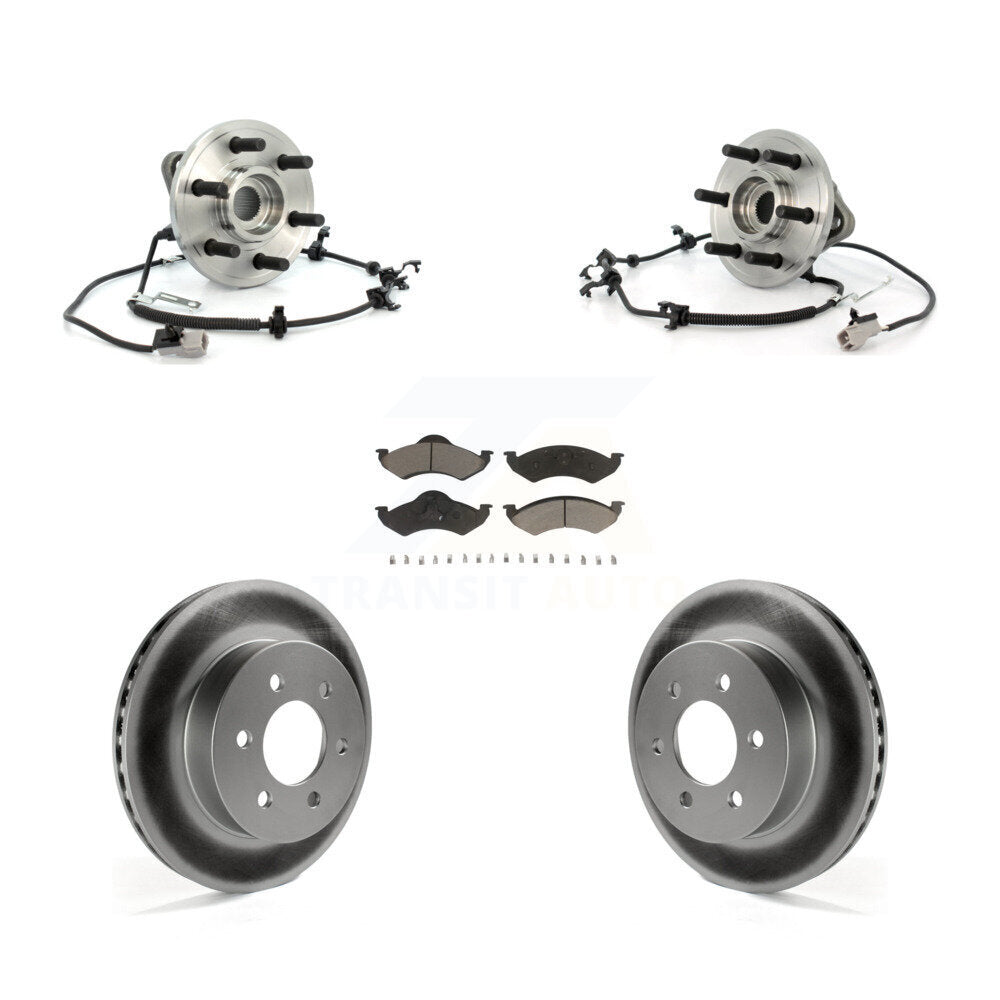 Hub Bearing Coated Brake Rotor Pads Front Kit For 2000-2002 Dodge Dakota Durango
