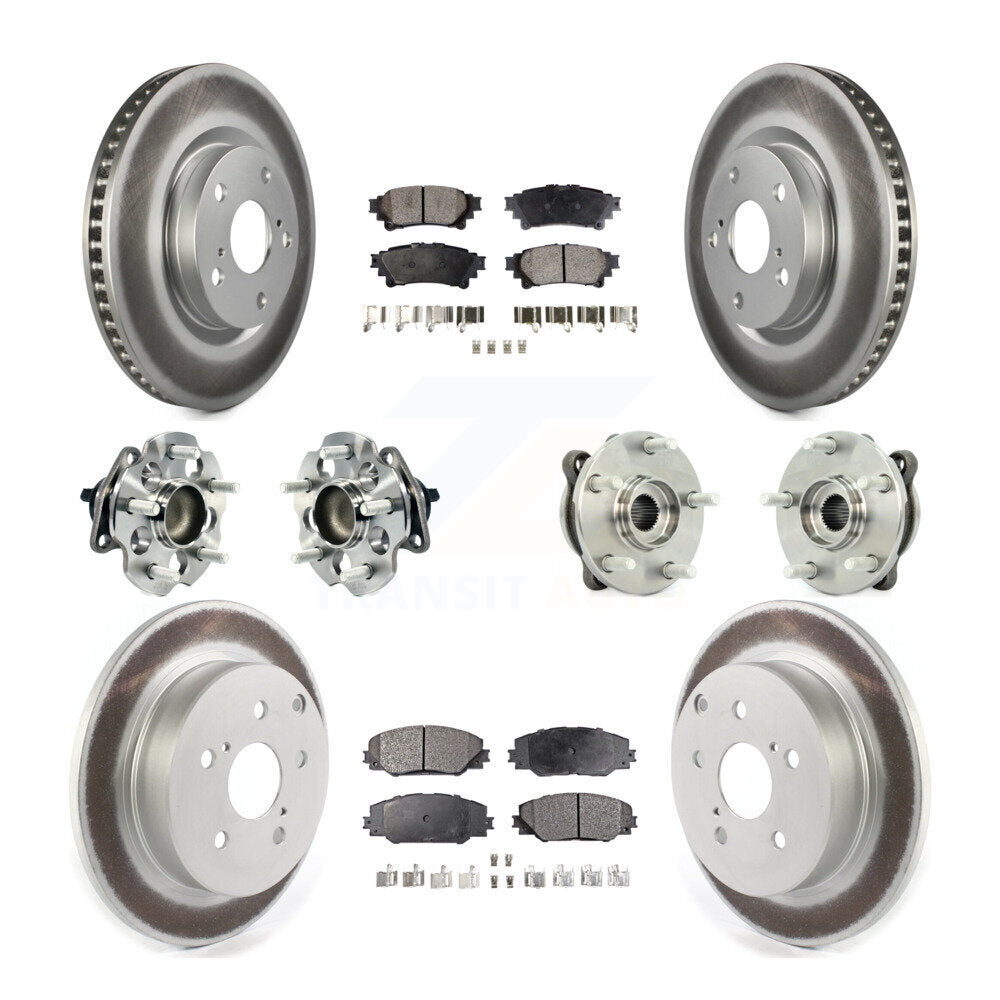 Hub Bearing Coated Brake Rotor Pads Front Rear Kit (10Pc) For 16-20 Toyota Mirai