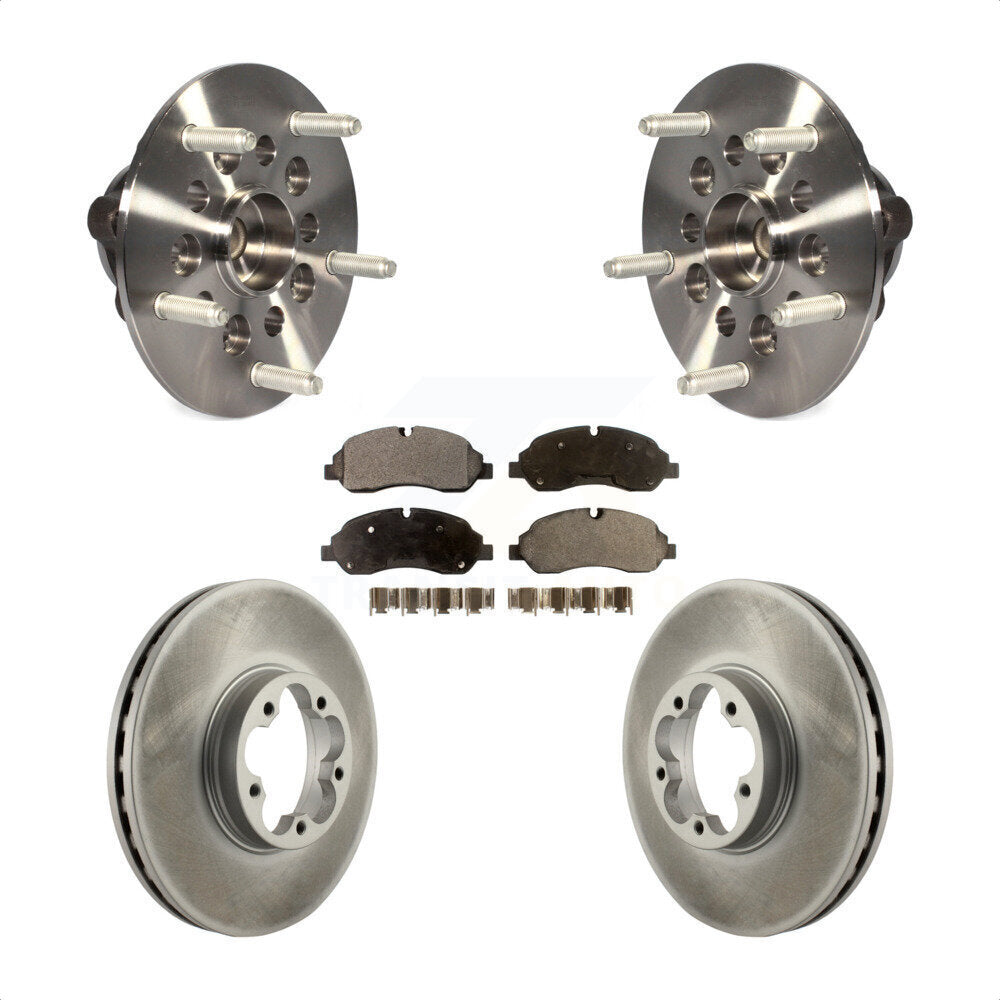Hub Bearing Assembly Coated Brake Rotor & Pads Front Kit For Ford Transit-350 HD