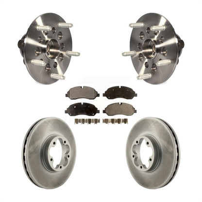 Hub Bearing Assembly Coated Brake Rotor & Pads Front Kit For Ford Transit-350 HD