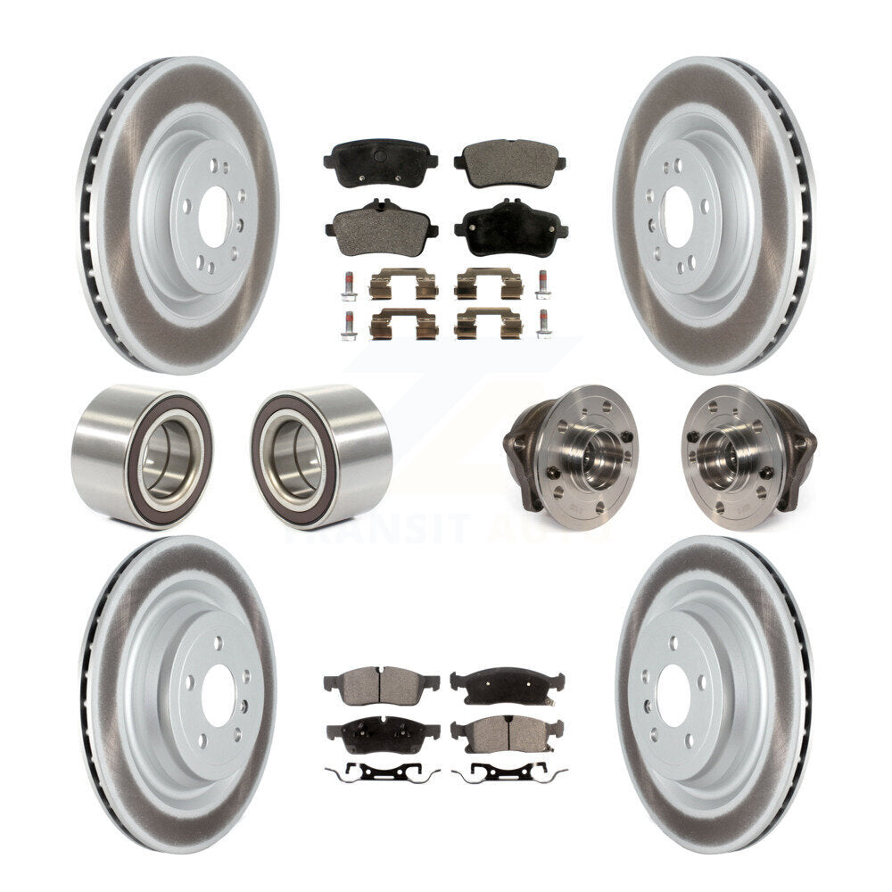 Hub Bearing Coated Brake Rotor Pads Shoe Front Rear Kit (10Pc) For Mercedes-Benz