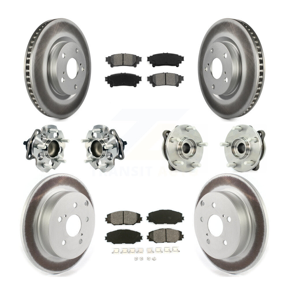 Hub Bearing Coated Brake Rotor Pads Front Rear Kit (10Pc) For 16-20 Toyota Mirai