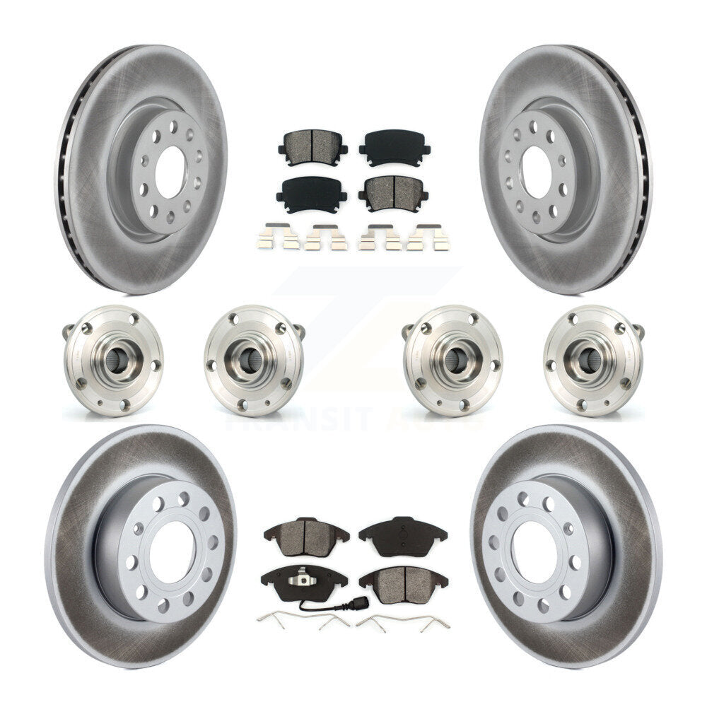Hub Bearing Coated Brake Rotor And Pad Front Rear Kit (10Pc) For Audi A3 Quattro