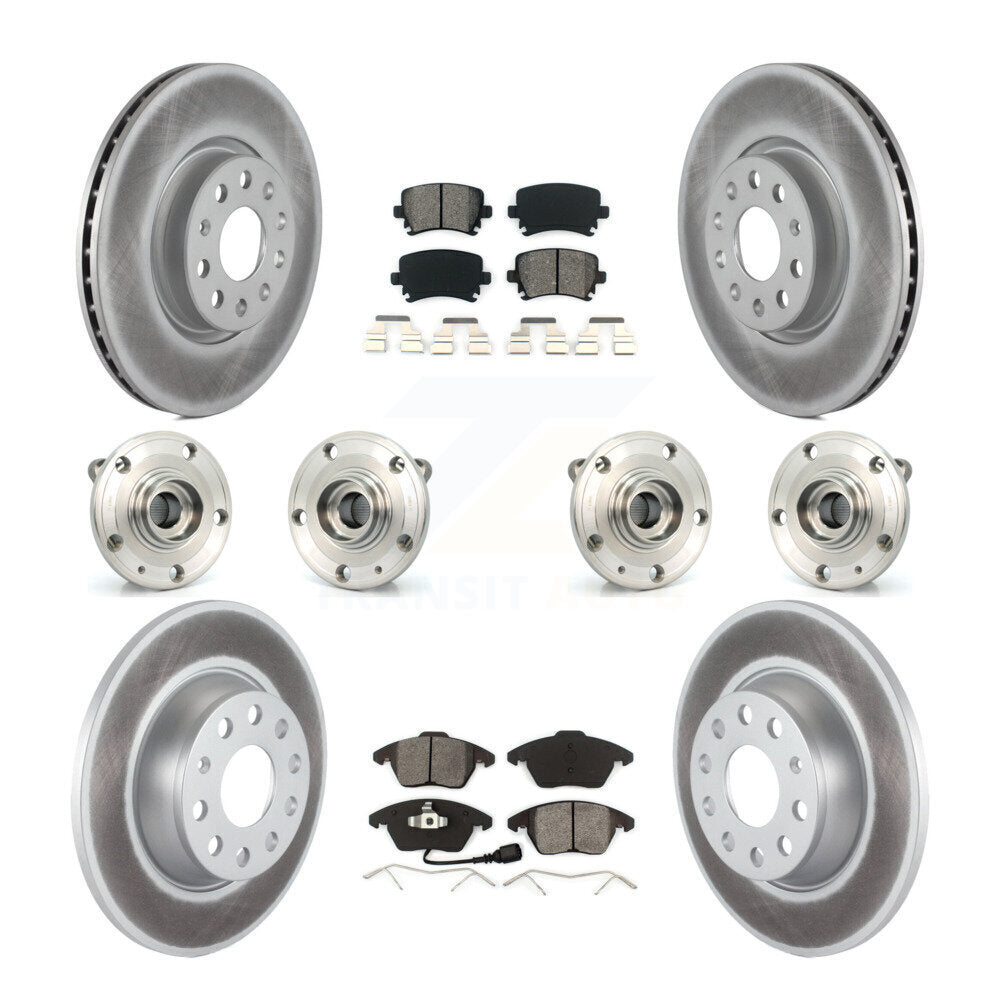 Hub Bearing Coated Brake Rotor And Pad Front Rear Kit (10Pc) For Audi A3 Quattro