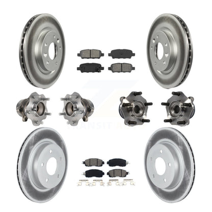 Hub Bearing Coated Disc Brake Rotor & Pads Front Rear Kit (10Pc) For Nissan LEAF