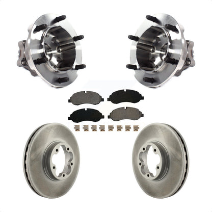 Hub Bearing Assembly Coated Brake Rotor & Pads Front Kit For Ford Transit-350 HD