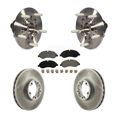 Hub Bearing Assembly Coated Brake Rotor & Pads Front Kit For Ford Transit-350 HD