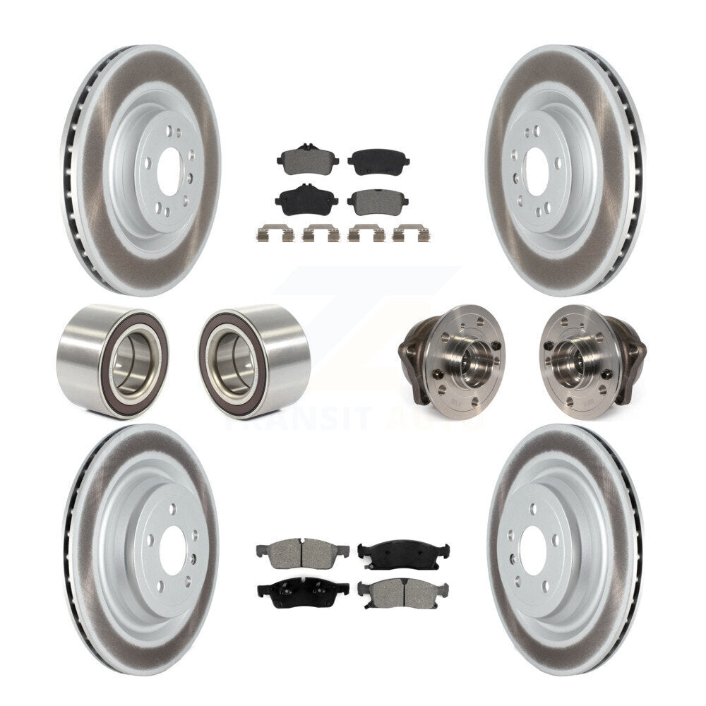 Hub Bearing Coated Brake Rotor Pads Shoe Front Rear Kit (10Pc) For Mercedes-Benz