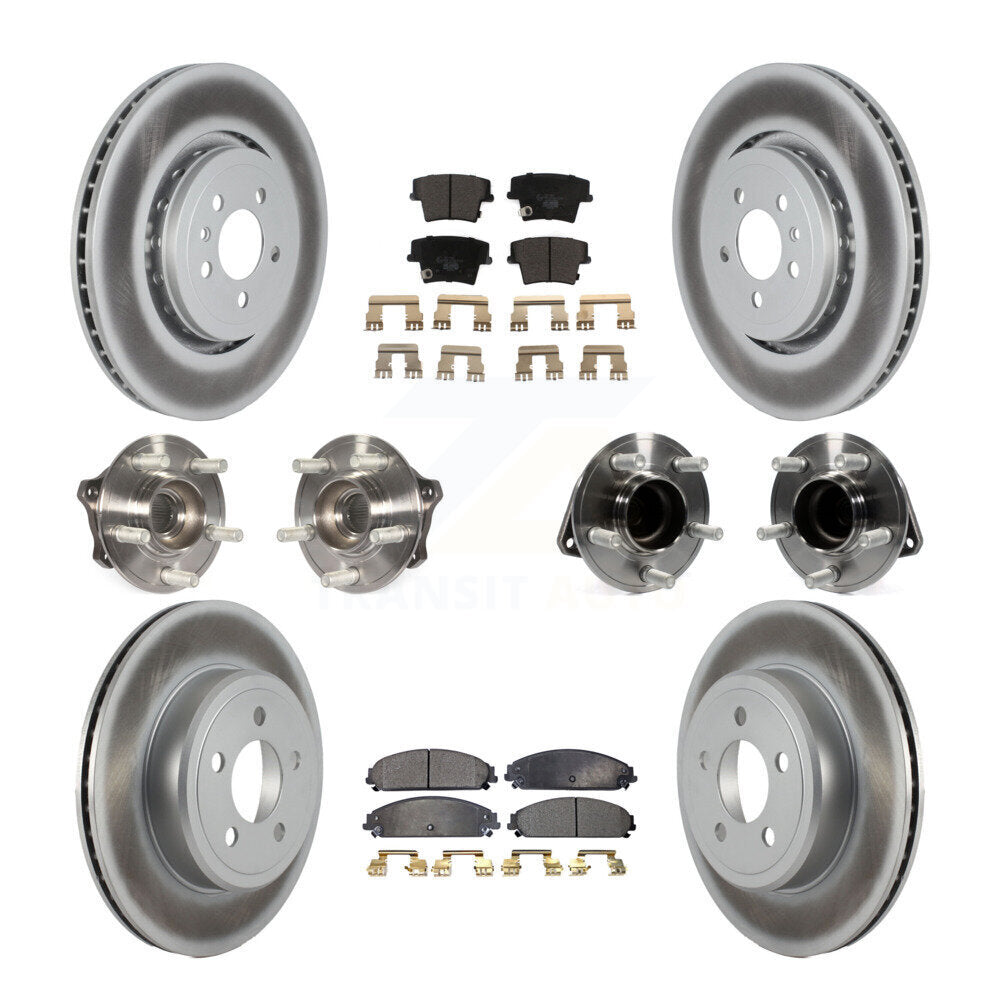 Hub Bearing Coated Disc Brake Rotor Pads Front Rear Kit (10Pc) For Dodge Charger