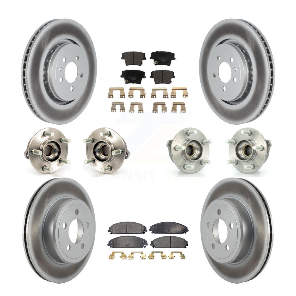 Hub Bearing Coated Disc Brake Rotor Pads Front Rear Kit (10Pc) For Dodge Charger
