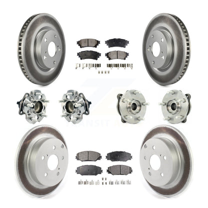 Hub Bearing Coated Brake Rotor Pads Front Rear Kit (10Pc) For 16-20 Toyota Mirai