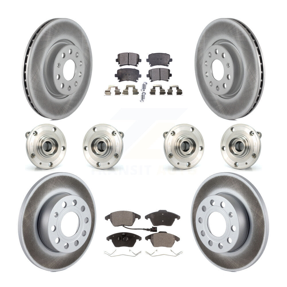 Hub Bearing Coated Brake Rotor And Pad Front Rear Kit (10Pc) For Audi A3 Quattro