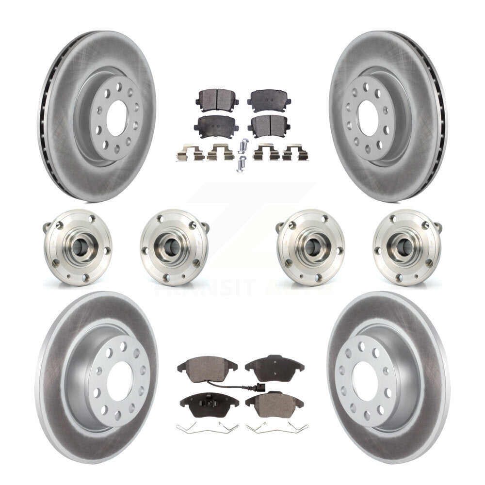 Hub Bearing Coated Brake Rotor And Pad Front Rear Kit (10Pc) For Audi A3 Quattro