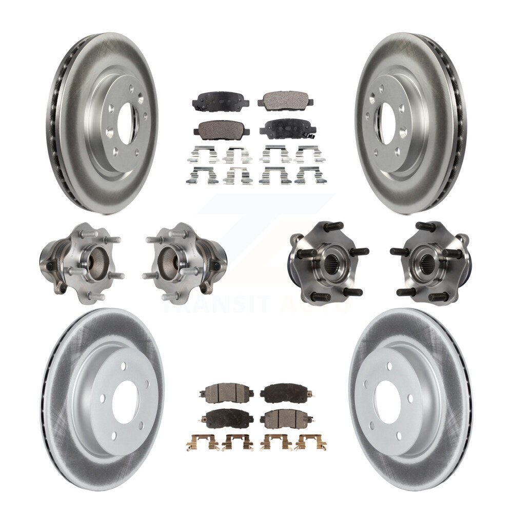 Hub Bearing Coated Disc Brake Rotor & Pads Front Rear Kit (10Pc) For Nissan LEAF