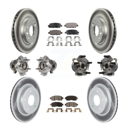 Hub Bearing Coated Disc Brake Rotor & Pads Front Rear Kit (10Pc) For Nissan LEAF