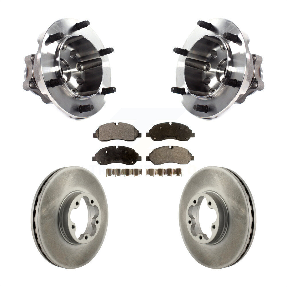 Hub Bearing Assembly Coated Brake Rotor & Pads Front Kit For Ford Transit-350 HD