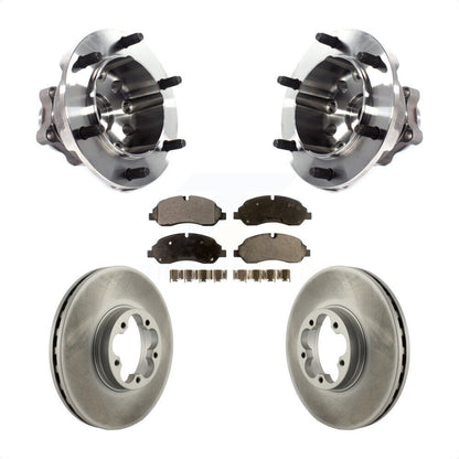 Hub Bearing Assembly Coated Brake Rotor & Pads Front Kit For Ford Transit-350 HD