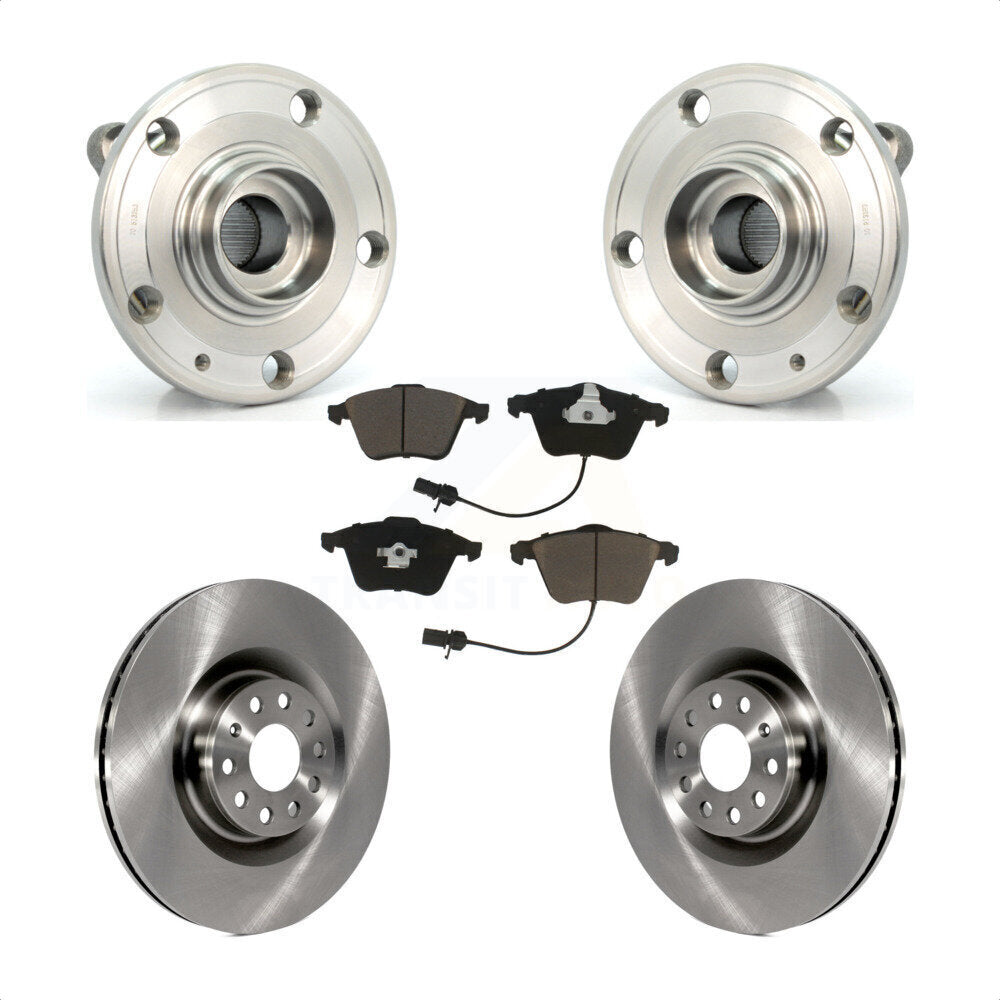 Hub Bearing Assembly Brake Rotor & Pad Front Kit For Volkswagen Passat CC Golf R