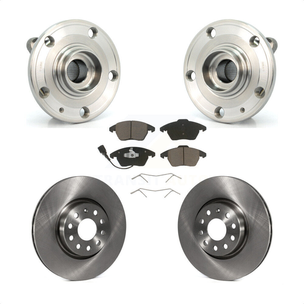 Hub Bearing Brake Rotor & Pad Front Kit For Volkswagen Jetta Beetle Audi GTI Eos