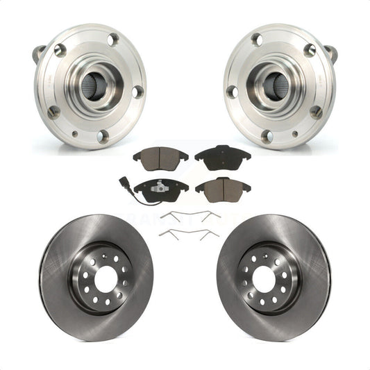 Hub Bearing Brake Rotor & Pad Front Kit For Volkswagen Jetta Beetle Audi GTI Eos