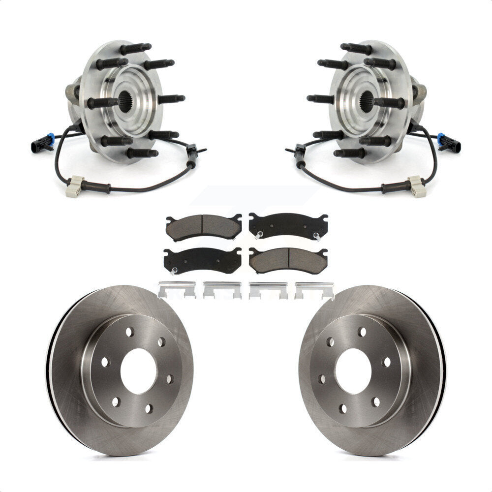 Hub Bearing Brake Rotor & Pads Front Kit For Chevrolet Silverado 1500 GMC Sierra