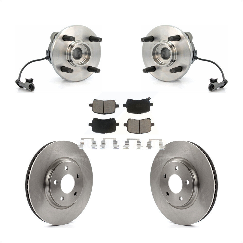 Hub Bearing Brake Rotor Pad Front Kit For 2004-2007 Saturn Ion With 4 Lug Wheels