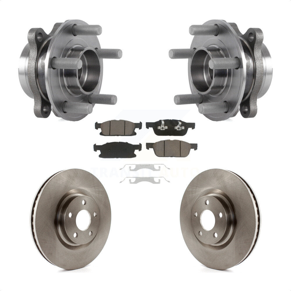 Hub Bearing Assembly Disc Brake Rotors And Ceramic Pads Front Kit For Ford Edge