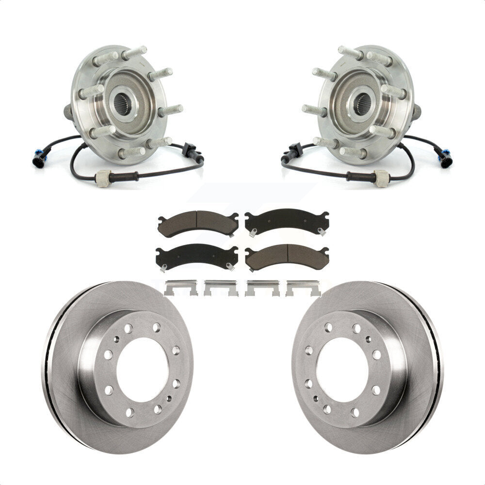 Hub Bearing Brake Rotor & Pads Front Kit For Chevrolet GMC Sierra 3500 Silverado
