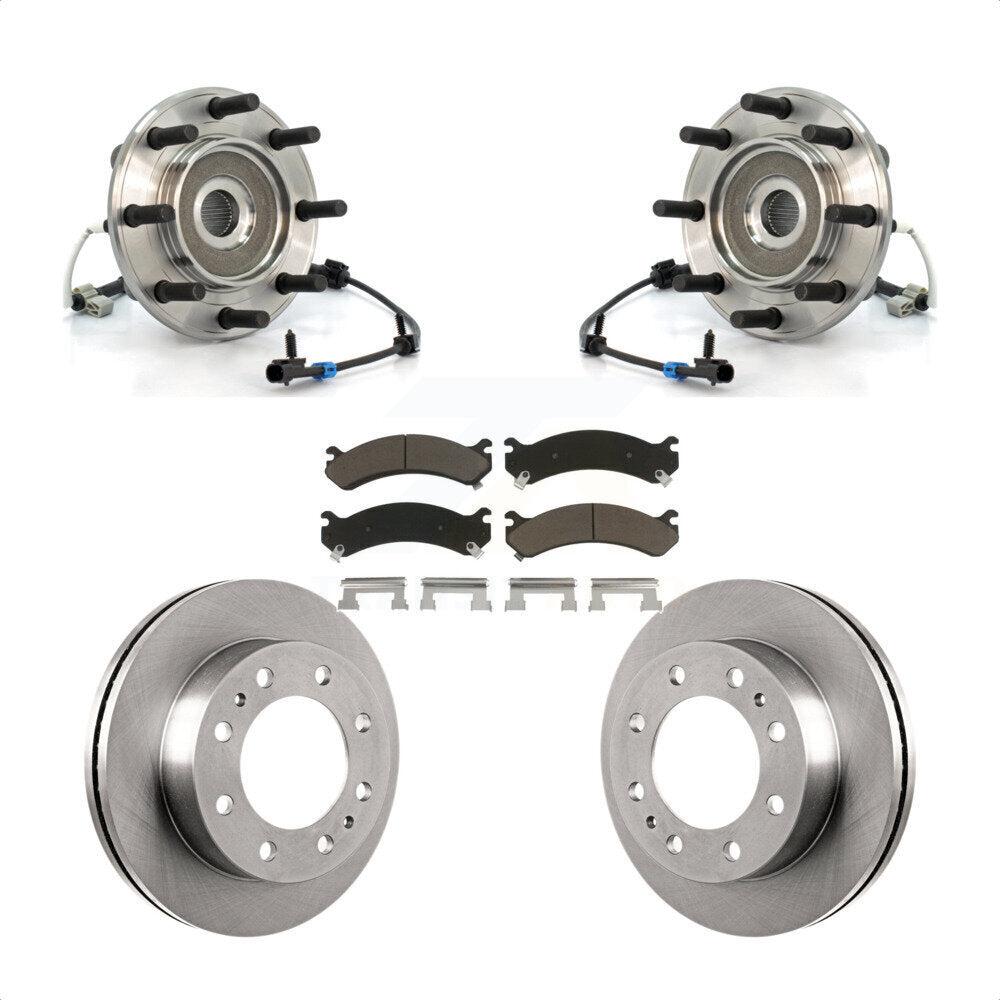 Hub Bearing Brake Rotor & Pads Front Kit For GMC Sierra 3500 Chevrolet Silverado