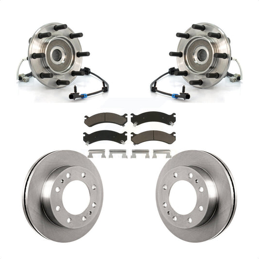Hub Bearing Brake Rotor & Pads Front Kit For GMC Sierra 3500 Chevrolet Silverado