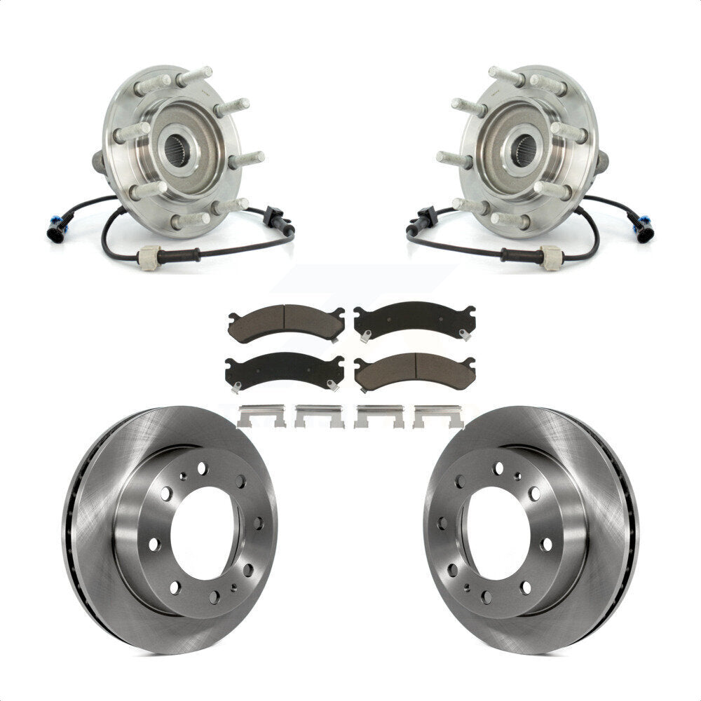 Hub Bearing Brake Rotor & Pads Front Kit For Chevrolet GMC Sierra 3500 Silverado