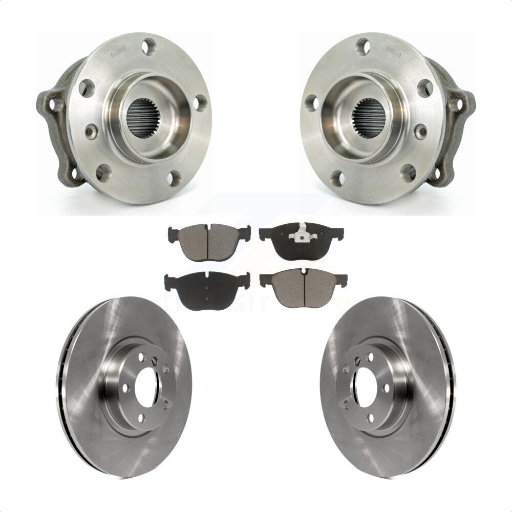 Hub Bearing Assembly Brake Rotor & Pads Front Kit For BMW X5 X6 M12 X 1.5 Thread