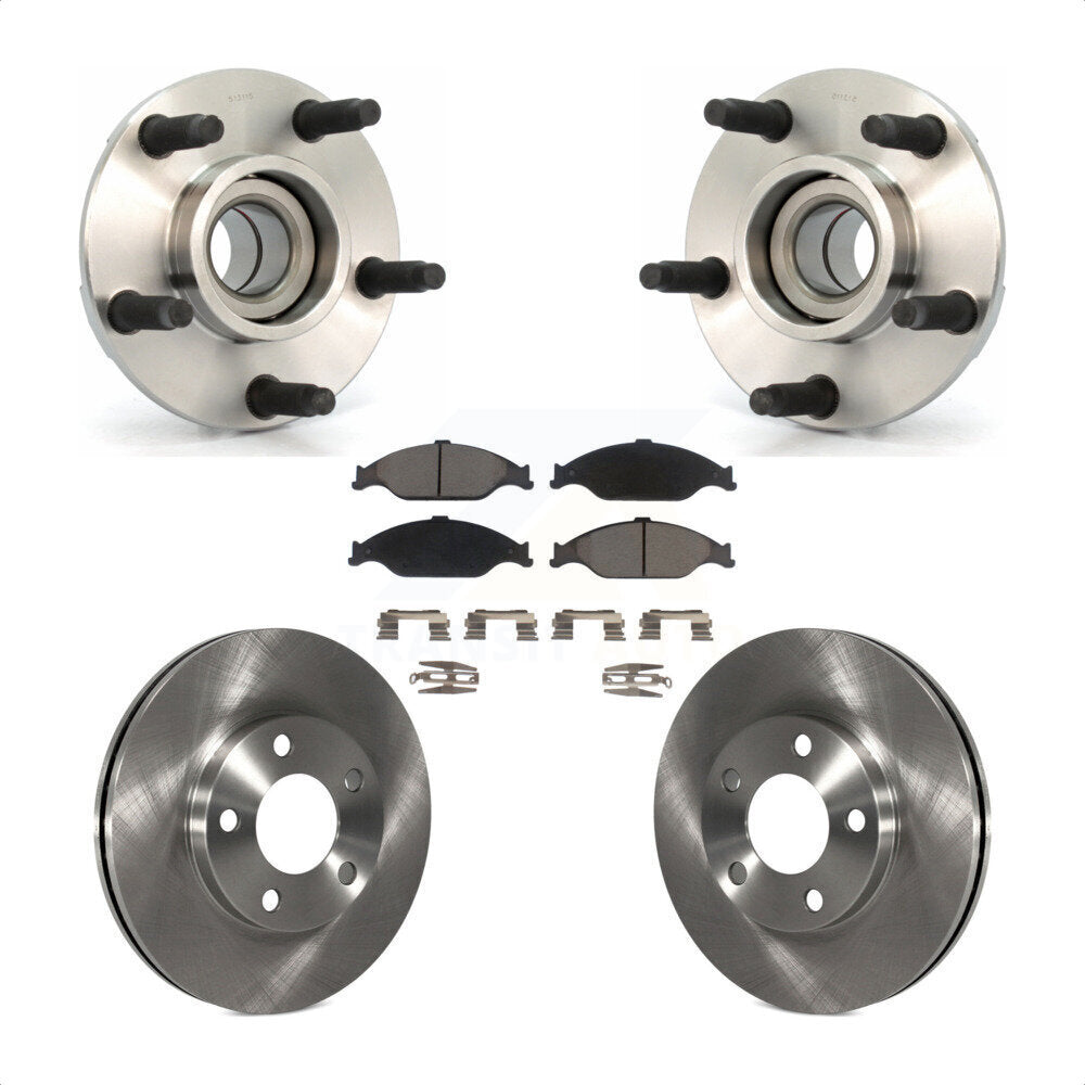 Hub Bearing Assembly Disc Brake Rotor And Ceramic Pad Front Kit For Ford Mustang