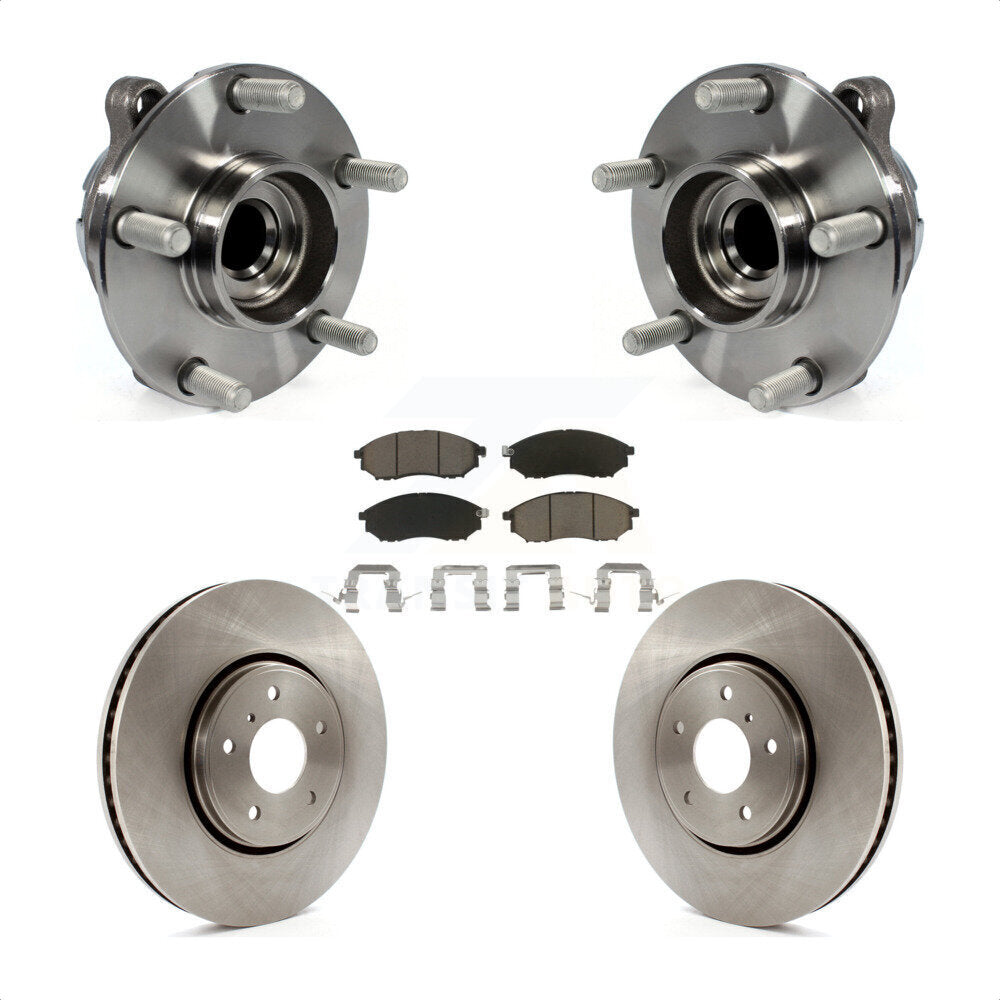 Hub Bearing Assembly Disc Brake Rotor & Pad Front Kit For INFINITI FX35 FX37 RWD