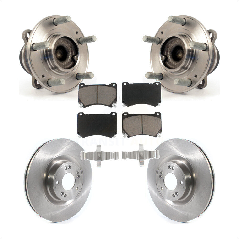 Hub Bearing Assembly Disc Brake Rotor & Pads Front Kit For Hyundai Genesis Equus