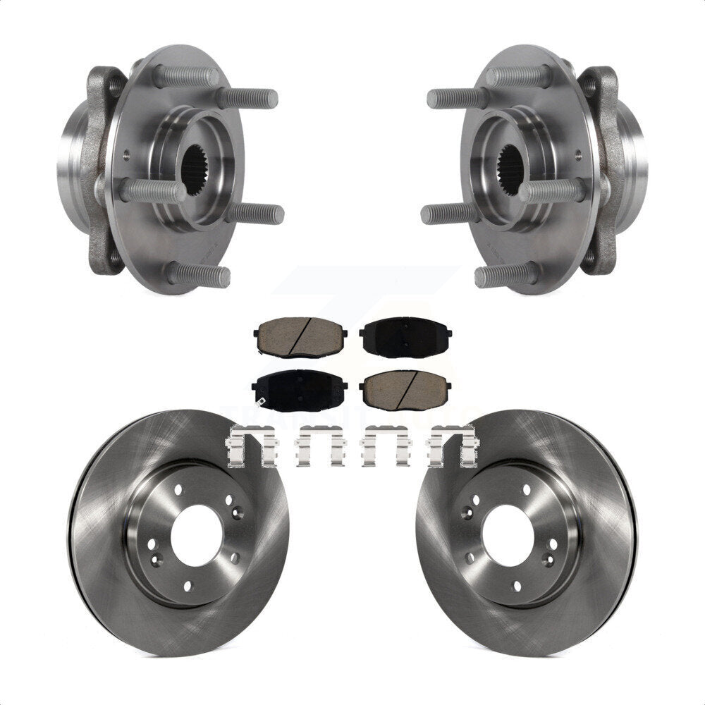 Hub Bearing Brake Rotor & Pads Front Kit For Kia Forte Hyundai Elantra GT Forte5
